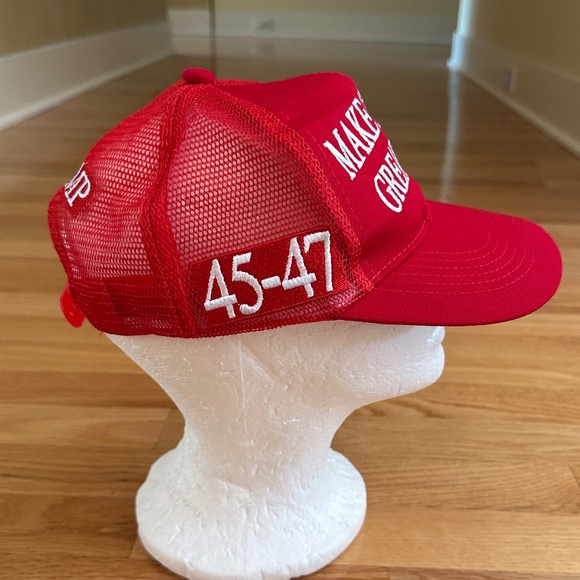 Make America Great Again Trump 45-47 Trucker Hat Red - Picture 2 of 11